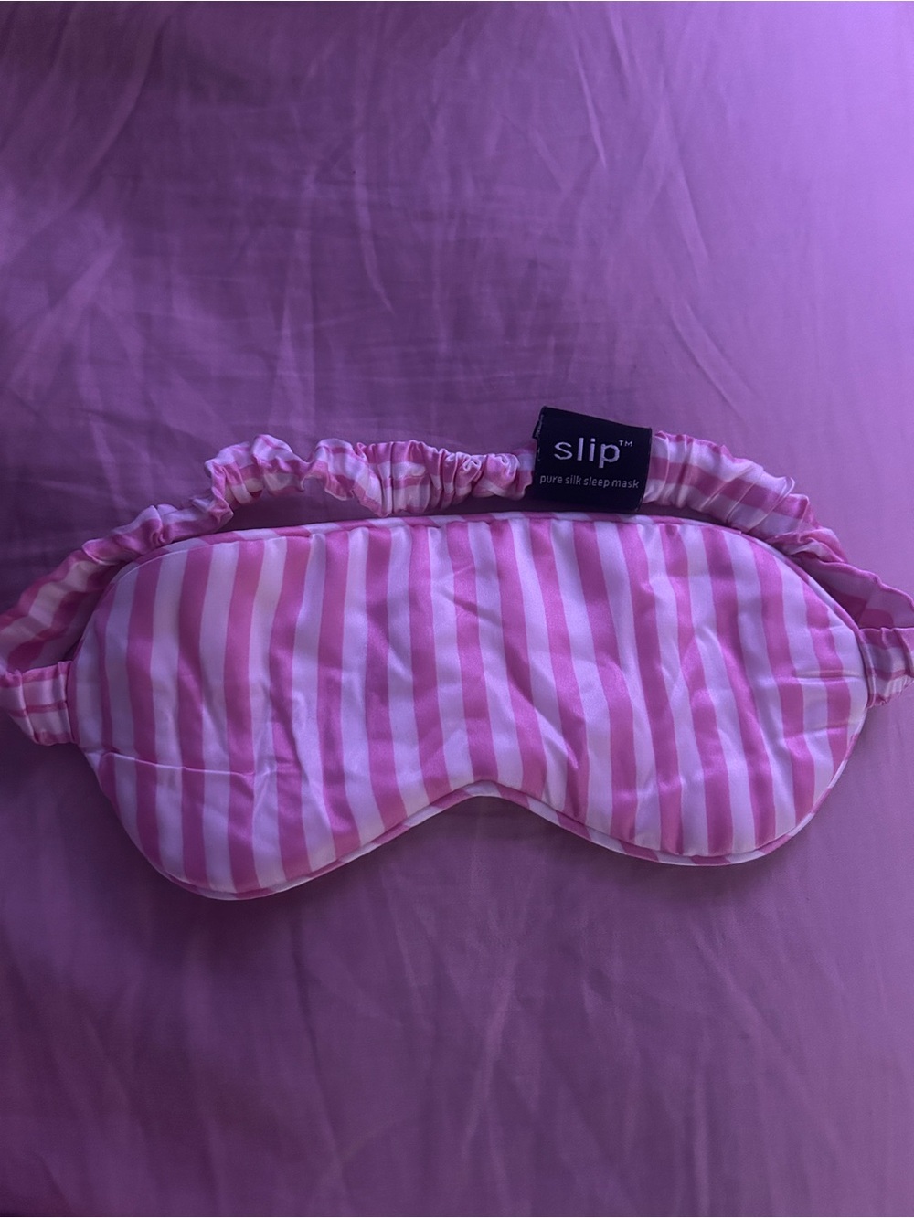 slip Pink and White Striped Silk Sleep Mask